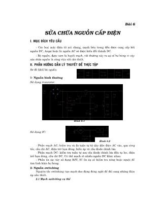 Giáo trình Sửa chữa điện - Bài 6: Sửa chữa nguồn cấp điện