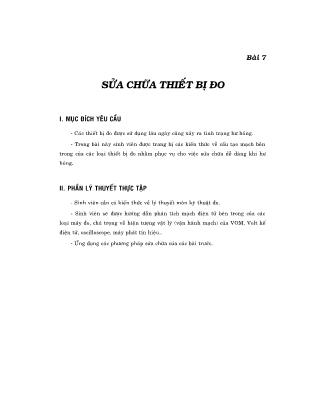 Giáo trình Sửa chữa điện - Bài 7: Sửa chữa thiết bị đo