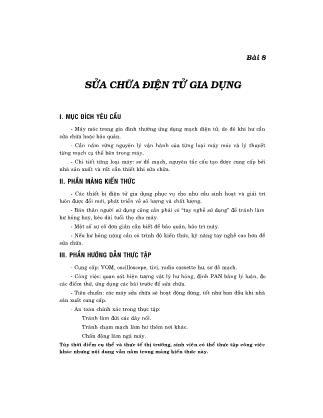 Giáo trình Sửa chữa điện - Bài 8: Sửa chữa điện tử gia dụng