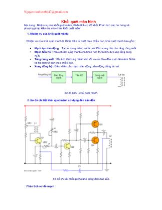 Giáo trình Thiết kế và sửa chữa tivi - Chương 8: Khối quét màn hình