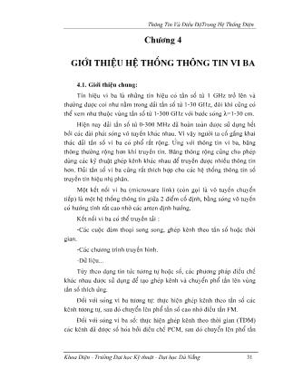 Giáo trình Thông tin và điều độ trong hệ thống điện - Chương 4: Giới thiệu hệ thống thông tin vi ba