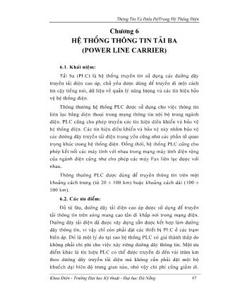 Giáo trình Thông tin và điều độ trong hệ thống điện - Chương 6: Hệ thống thông tin tải ba (Power line carrier)