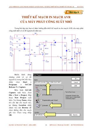 Giáo trình Tự động thiết kế mạch điện tử với Orcad - Bài tập 8: Thiết kế mạch in mạch AVR của máy phát công suất nhỏ