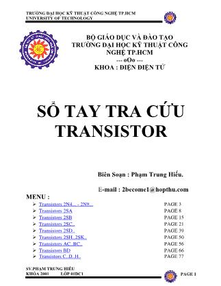 Sổ tay tra cứu Transistor