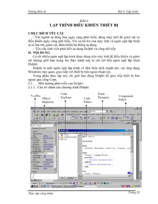 Tài liệu Hướng dẫn thực tập công nhân - Xưởng điện tử - Bài 6: Lập trình điều khiển thiết bị