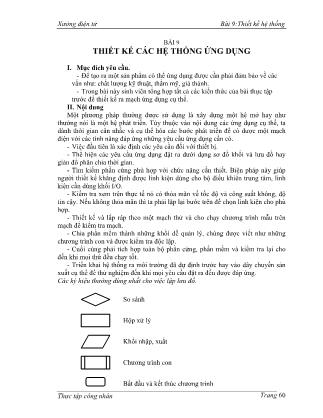 Tài liệu Hướng dẫn thực tập công nhân - Xưởng điện tử - Bài 9: Thiết kế các hệ thống ứng dụng
