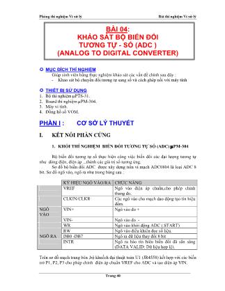 Tài liệu Thí nghiệm vi xử lý - Bài 4: Khảo sát bộ biến đổi tương tự - số (ADC) (Analog to digital converter)