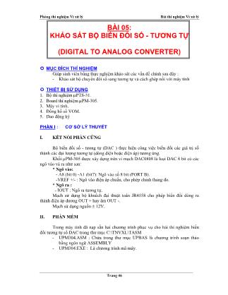 Tài liệu Thí nghiệm vi xử lý - Bài 5: Khảo sát bộ biến đổi số - tương tự (Digital to analog converter)
