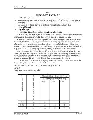 Tài liệu Thực tập làm mạch - Bài 1: Mạng điện dân dụng