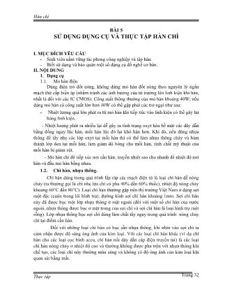 Tài liệu Thực tập làm mạch - Bài 5: Sử dụng dụng cụ và thực tập hàn chì