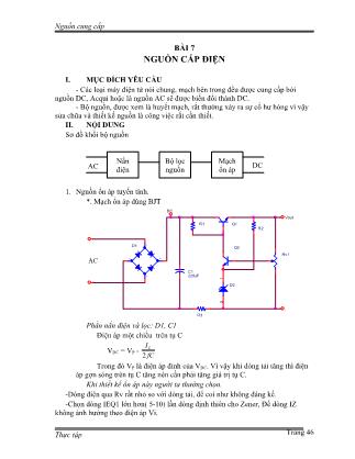 Tài liệu Thực tập làm mạch - Bài 7: Nguồn cấp điện