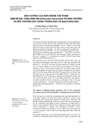 Ảnh hưởng của bón nhiễm chế phẩm nấm rễ nội cộng sinh am (Arbuscular Mycorrhiza) tới sinh trưởng và môi trường đất rừng trồng keo và bạch đàn URO