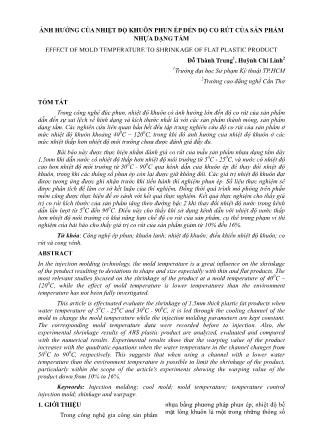 Ảnh hưởng của nhiệt độ khuôn phun ép đến độ co rút của sản phẩm nhựa dạng tấm