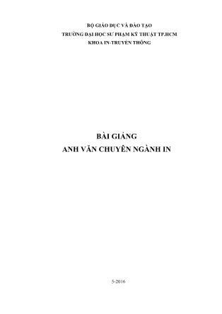 Bài giảng Anh Văn chuyên ngành in