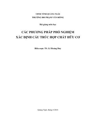 Bài giảng Các phương pháp phổ nghiệm xác định cấu trúc hợp chất hữu cơ