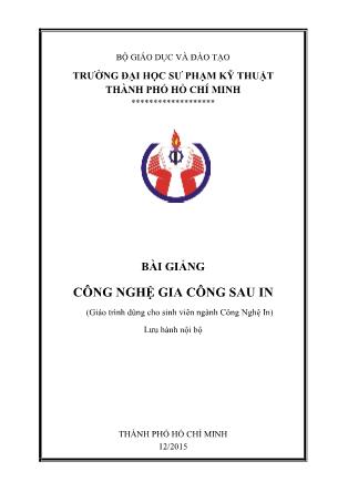 Bài giảng Công nghệ gia công sau in
