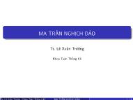 Bài giảng Đại số tuyến tính - Chương 3: Ma trận nghịch đảo