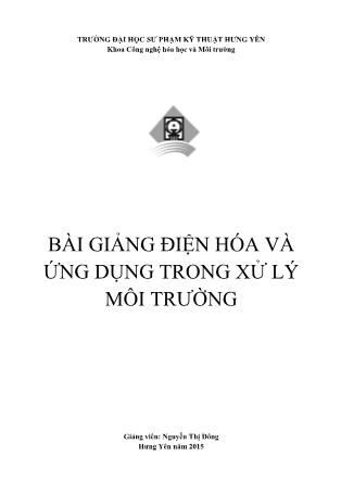 Bài giảng Điện hóa và ứng dụng trong xử lý môi trường