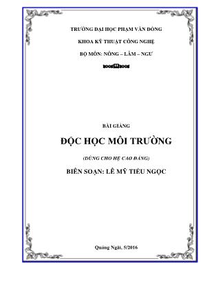 Bài giảng Độc học môi trường (Dùng cho hệ Cao đẳng)