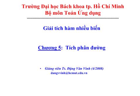 Bài giảng Giải tích hàm nhiều biến - Chương 5: Tích phân đường