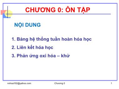 Bài giảng Hóa vô cơ - Chương 0: Ôn tập