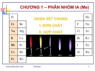 Bài giảng Hóa vô cơ - Chương 1: Phân nhóm IA (Me)