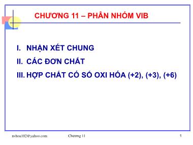 Bài giảng Hóa vô cơ - Chương 11: Phân nhóm VIB
