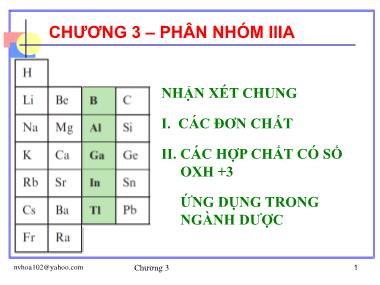Bài giảng Hóa vô cơ - Chương 3: Phân nhóm IIIA