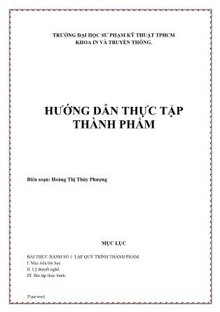 Bài giảng Hướng dẫn thực tập thành phẩm