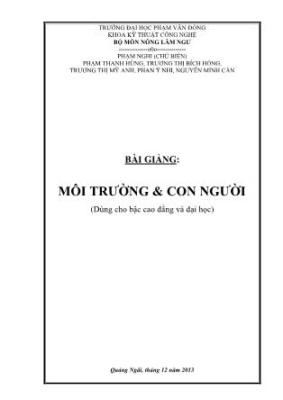 Bài giảng Môi trường & con người (Dùng cho bậc cao đẳng và đại học)