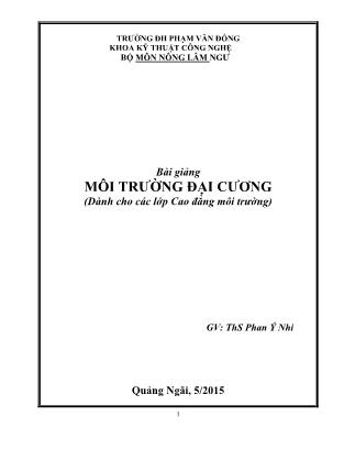 Bài giảng Môi trường đại cương (Dành cho các lớp Cao đẳng môi trường)