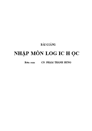 Bài giảng Nhập môn logic học