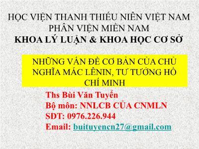 Bài giảng Những nguyên lý cơ bản của chủ nghĩa Mác-Lênin - Bài 1: Những vấn đề cơ bản của chủ nghĩa duy vật biện chứng