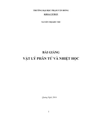Bài giảng Phân tử và nhiệt học