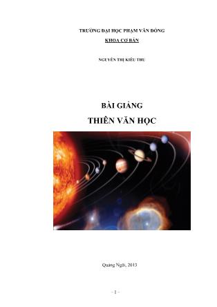 Bài giảng Thiên văn học
