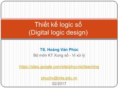 Bài giảng Thiết kế logic số - Chương 1: Tổng quan