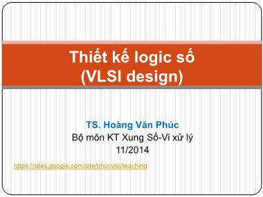 Bài giảng Thiết kế logic số - Chương 3 (Phần 2)
