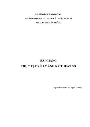 Bài giảng Thực tập xử lý ảnh kỹ thuật số