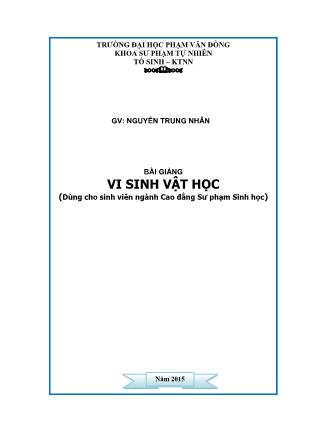 Bài giảng Vi sinh vật học (Dùng cho sinh viên ngành Cao đẳng Sư phạm Sinh học)