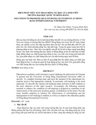 Biện pháp thúc đẩy hoạt động tự học của sinh viên trường Đại học quốc tế Hồng Bàng
