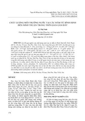 Chất lượng môi trường nước tại các đầm từ Bình Định đến Ninh Thuận trong thời gian gần đây