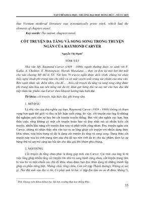 Cốt truyện đa tầng và song song trong truyện ngắn của Raymond Carver