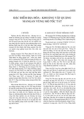 Đặc điểm địa hóa - Khoáng vật quặng Mangan vùng mỏ Tốc Tát