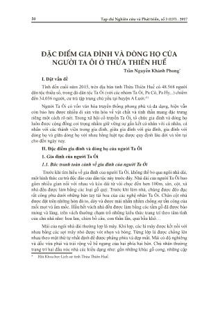 Đặc điểm gia đình và dòng họ của người ta ôi ở Thừa Thiên Huế