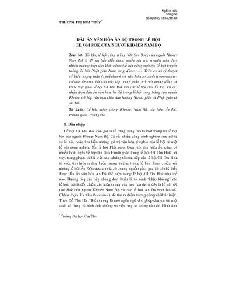 Dấu ấn văn hóa Ấn Độ trong lễ hội ok om bok của người khmer Nam bộ