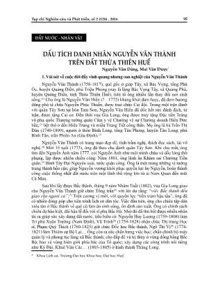 Dấu tích danh nhân Nguyễn Văn Thành trên đất Thừa Thiên Huế