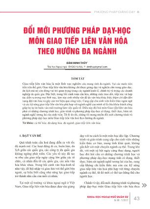 Đổi mới phương pháp dạy-học môn giao tiếp liên văn hóa theo hướng đa ngành