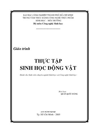 Giáo trình Thực tập sinh học động vật (Phần 1)