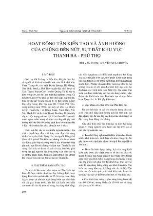 Hoạt động tân kiến tạo và ảnh hưởng của chúng đến nứt, sụt đất khu vực Thanh Ba - Phú Thọ