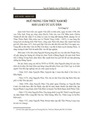 Huế trong tâm thức Nam bộ hay là ký ức lưu dân